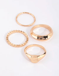 Gold Statement Signet Ring 4-Pack - link has visual effect only