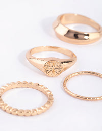 Gold Statement Signet Ring 4-Pack - link has visual effect only