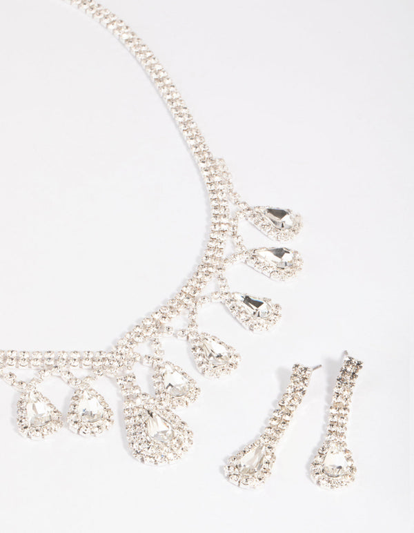 Silver Plated Diamante Statement Collar Necklace circa 1950s | Arabella  Bianco
