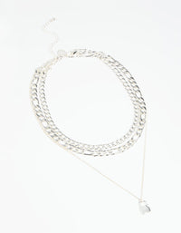 Silver Padlock Layered Necklace - link has visual effect only