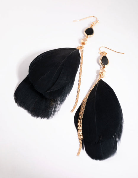 Lovisa Earrings with feathers, stones, and tassel drop