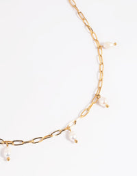 Gold Plated Surgical Steel Freshwater Pearl Chain Necklace - link has visual effect only