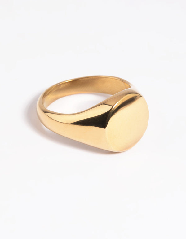 Gold Plated Stainless Steel Signet Ring