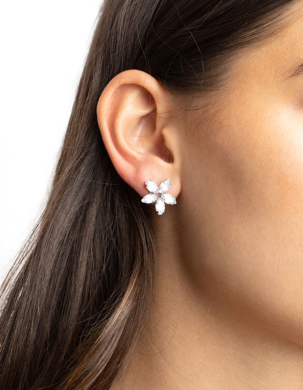 Silver Cubic Zirconia Floral Cuff Earrings - Lovisa