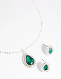 Green Pear Stone Necklace & Earrings Set - link has visual effect only