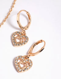 Gold Interlocked Heart Necklace & Earrings Set - link has visual effect only