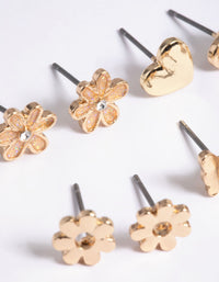 Kids Gold Glitter Mushroom Stud 6-Pack - link has visual effect only