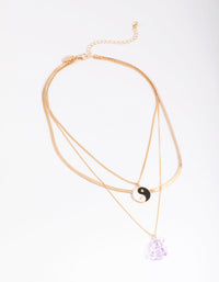 Gold Cute Bear & Yin Yang Necklace - link has visual effect only