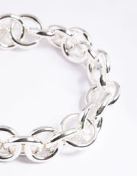 Silver Mixed Chain Stretch Bracelet - link has visual effect only