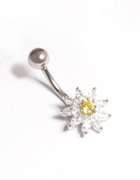 Surgical Steel Cubic Zirconia Daisy Belly Ring - link has visual effect only