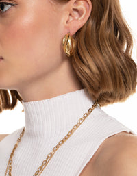 Worn Gold Textured Twist Hoop Earrings - link has visual effect only