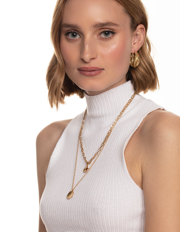 Worn Gold Textured Twist Hoop Earrings - Lovisa