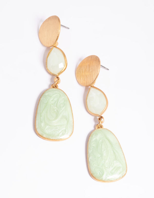 Worn Gold Stone Drop Earrings