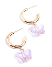 Gold Lilac Butterfly Charm Huggie Earrings - link has visual effect only