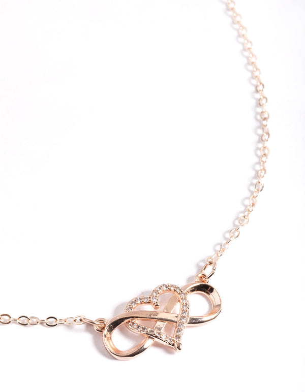 Rose Gold Heart & Infinity Necklace