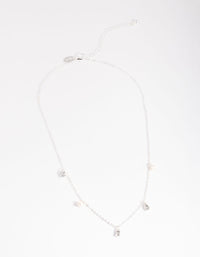 Silver Pearl & Diamante Droplet Necklace - link has visual effect only