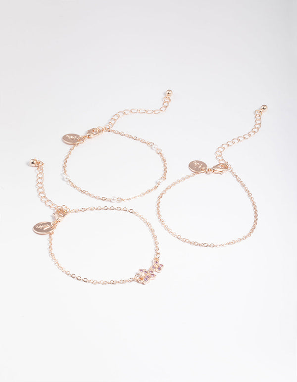 Rose Gold Diamante Bracelet Pack