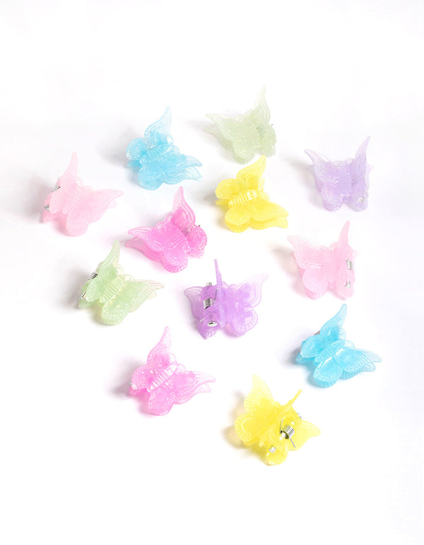 Assorted Colors Butterfly Claw Hair Clips 12pk