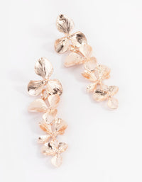 Rose Gold Graduated Flower Drop Earrings - link has visual effect only