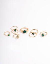 Gold Stone Mixed Diamante Ring 8-Pack - link has visual effect only