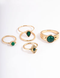 Gold Stone Mixed Diamante Ring 8-Pack - link has visual effect only