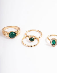 Gold Stone Mixed Diamante Ring 8-Pack - link has visual effect only