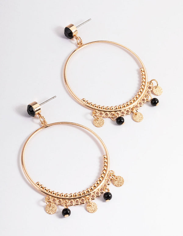 Gold Open Boho Circle Drop Earrings