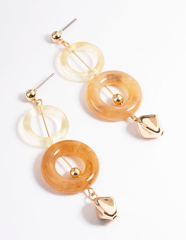 Cream Acrylic Stack & Donut Drop Earrings