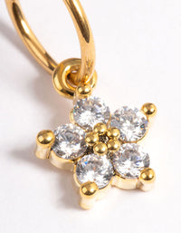 Gold Plated Titanium Cubic Zirconia Five Petal Flower Clicker Ring - link has visual effect only