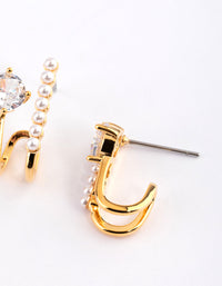 Gold Plated Diamante Small Pearl Cuff Earrings - link has visual effect only