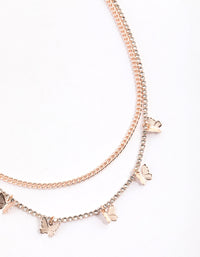 Rose Gold Double Row Cupchain Mini Butterfly Necklace - link has visual effect only