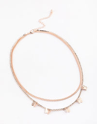 Rose Gold Double Row Cupchain Mini Butterfly Necklace - link has visual effect only