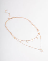 Rose Gold Freshwater Pearl Double Layer Disc Necklace - link has visual effect only