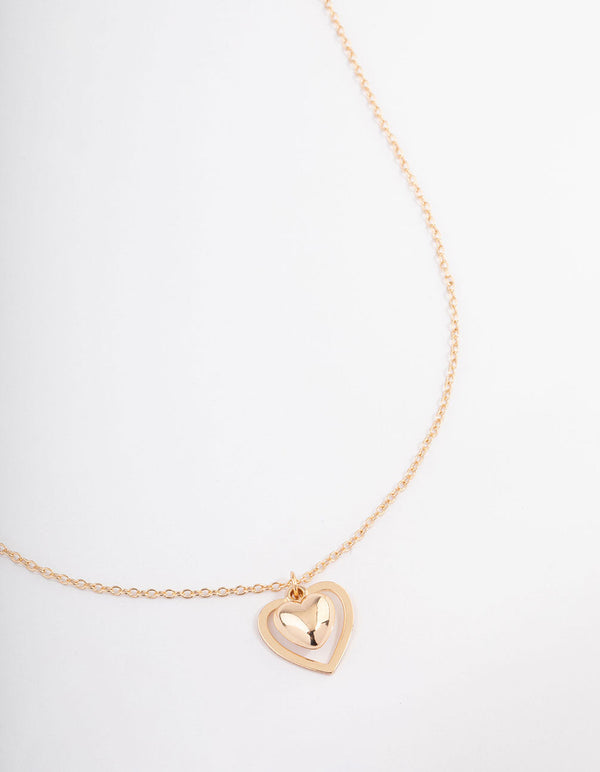 Gold Puffy Heart Necklace