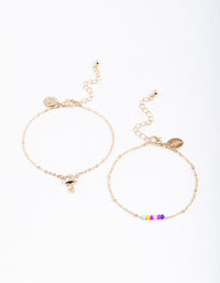 Gold Diamante Mushroom Bracelet Pack - link has visual effect only