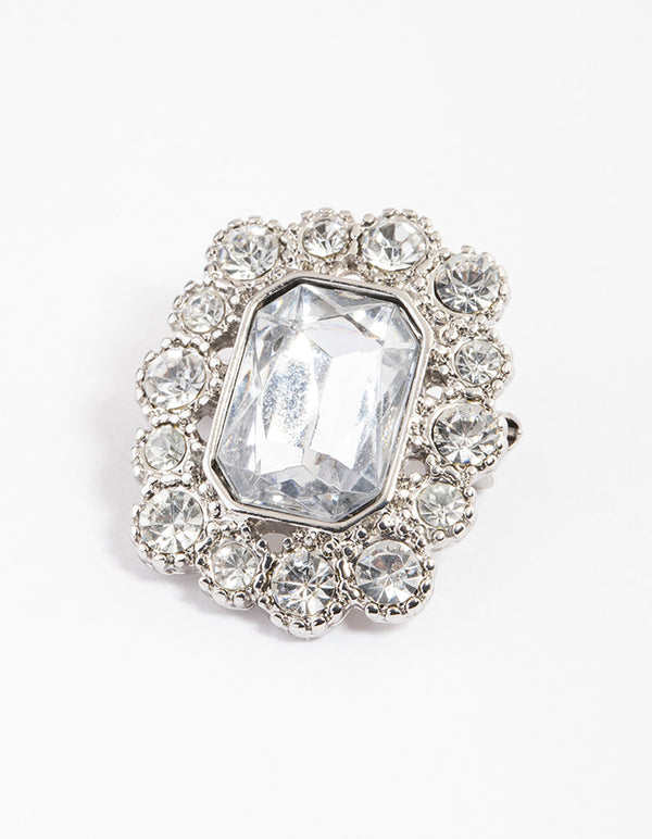 Rhodium Emerald Encrusted Brooch