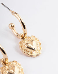 Gold Heart Huggie Earrings - link has visual effect only