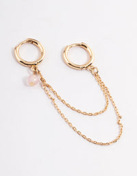 Gold Crystal Charm Chain Hoop Earrings - link has visual effect only