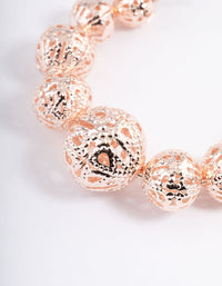 Rose Gold Filigree Graduated Ball Hoop Earrings - link has visual effect only