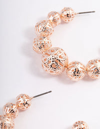 Rose Gold Filigree Graduated Ball Hoop Earrings - link has visual effect only