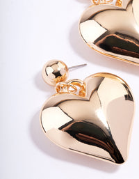 Gold Big Puffy Heart Drop Earrings - link has visual effect only