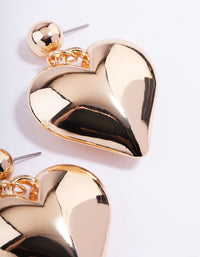 Gold Big Puffy Heart Drop Earrings - link has visual effect only