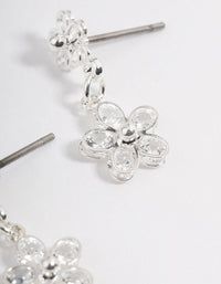 Silver Cubic Zirconia Double Daisy Drop Earrings - link has visual effect only