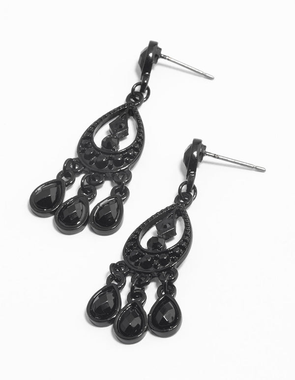 Coated Black Mini Glam Drop Earrings