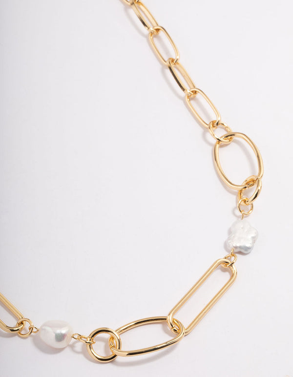 Rhodium Pearl & Solitaire Diamante Pendant Necklace - Lovisa