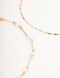 Gold Freshwater Pearl Anklet Pack - link has visual effect only