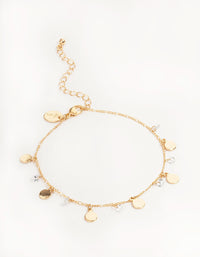 Gold Cubic Zirconia Diamante & Coin Drop Anklet - link has visual effect only