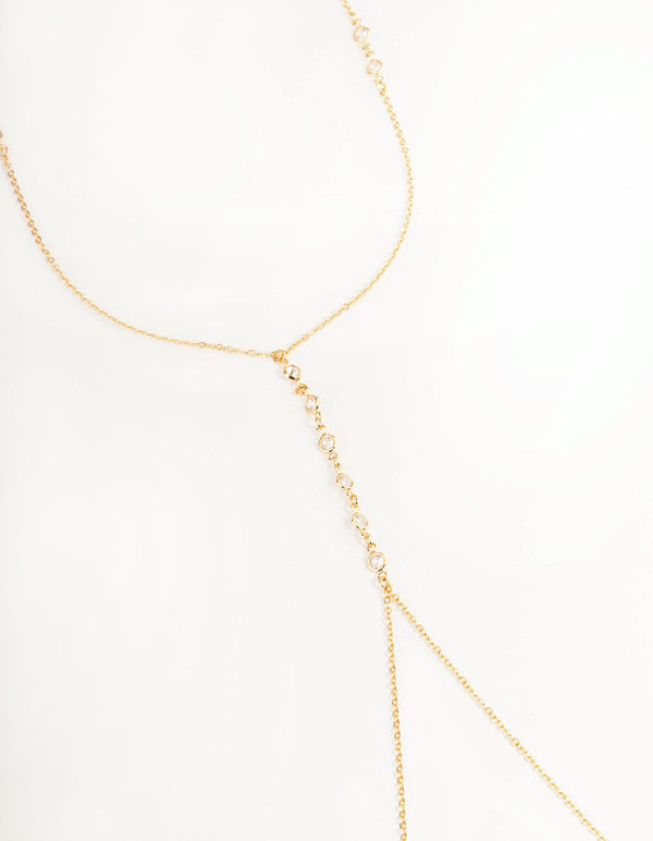 Gold Cubic Zirconia Centre Body Chain