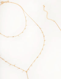 Gold Dainty Pearl Body Chain - link has visual effect only