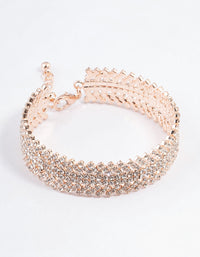 Rose Gold Spiky Four Row Diamante Bangle Cuff - link has visual effect only